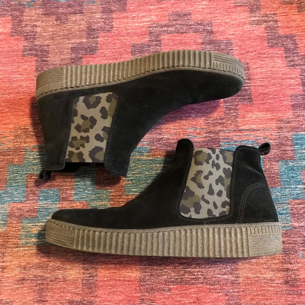 Gabor black & leopard suede Chelsea sneaker boots